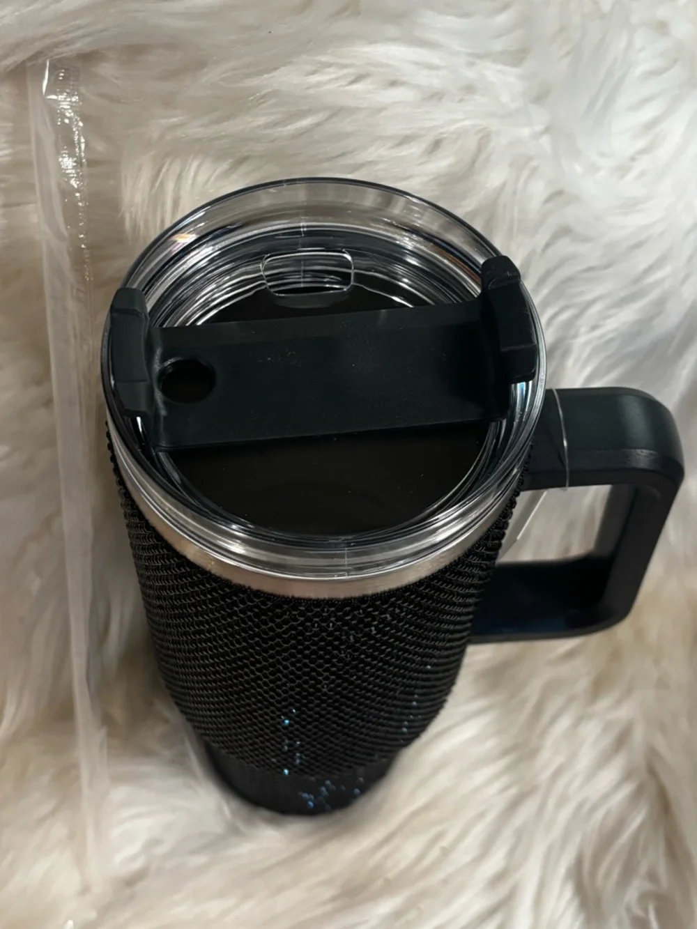 Black Rhinestone Bling Travel Tumbler with Handle 40 oz